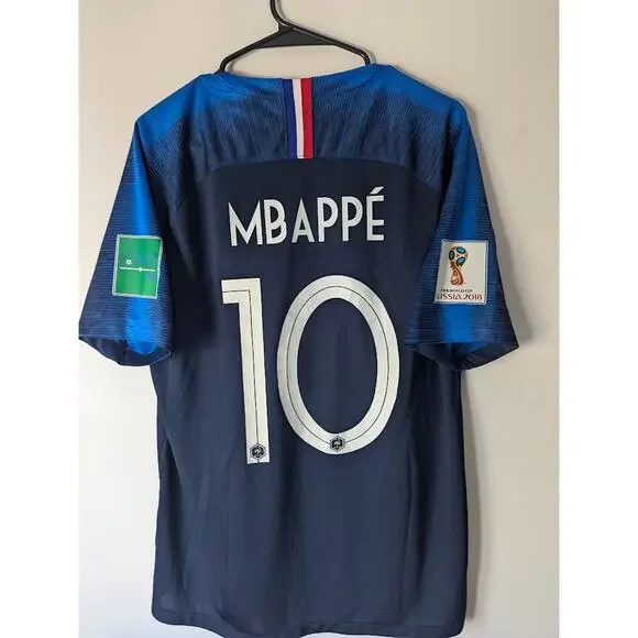 France Mbappé 2018 Home Jersey Large World Cup Fully Patched - Picture 1 of 6
